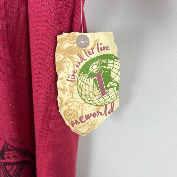 ONE WORLD Top Womens 2X Red Studded Metallic Tattoo Stencil 3/4 Sleeve Plus New - Picture 7 of 13